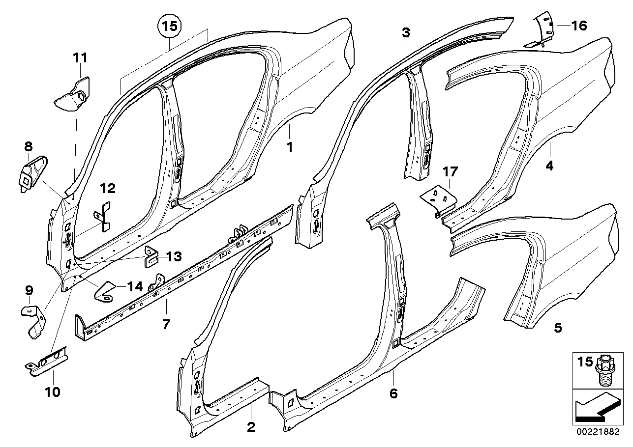 BMW 41218045842 Section Of Rear Right Fender