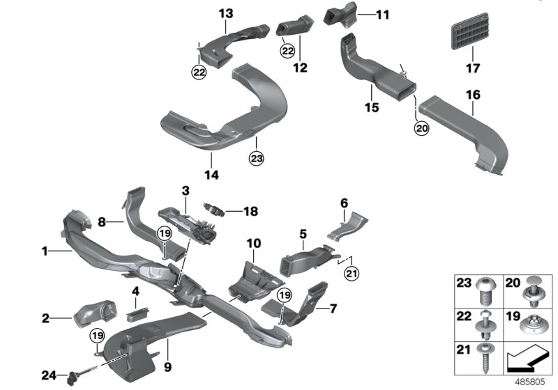 BMW 51477343500 AIR DUCT, REAR COMPARTMENT