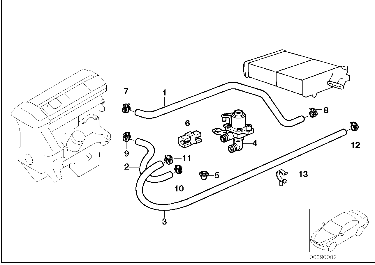 BMW 64218376608 Hose For Water Valve And Engine Return