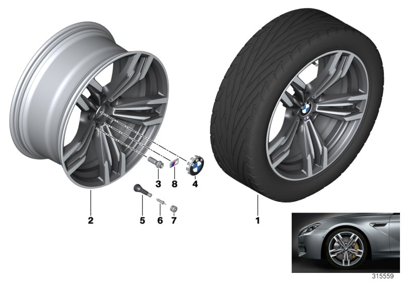 BMW 36118047256 Disc Wheel Light Alloy Jet Bl.Solenoid.Paint