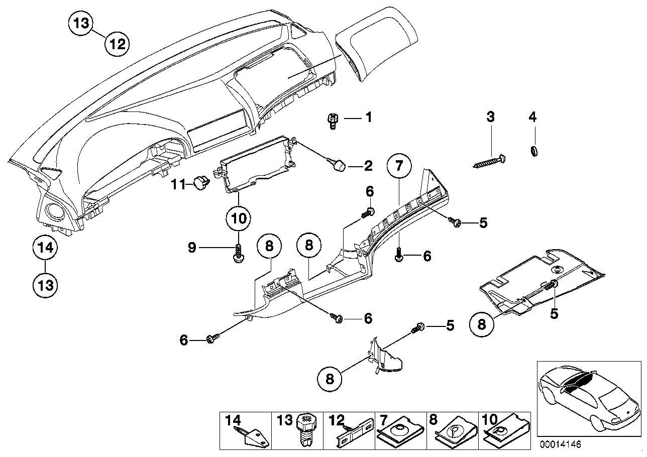 BMW 51458176521 Left Dashboard Centering Support