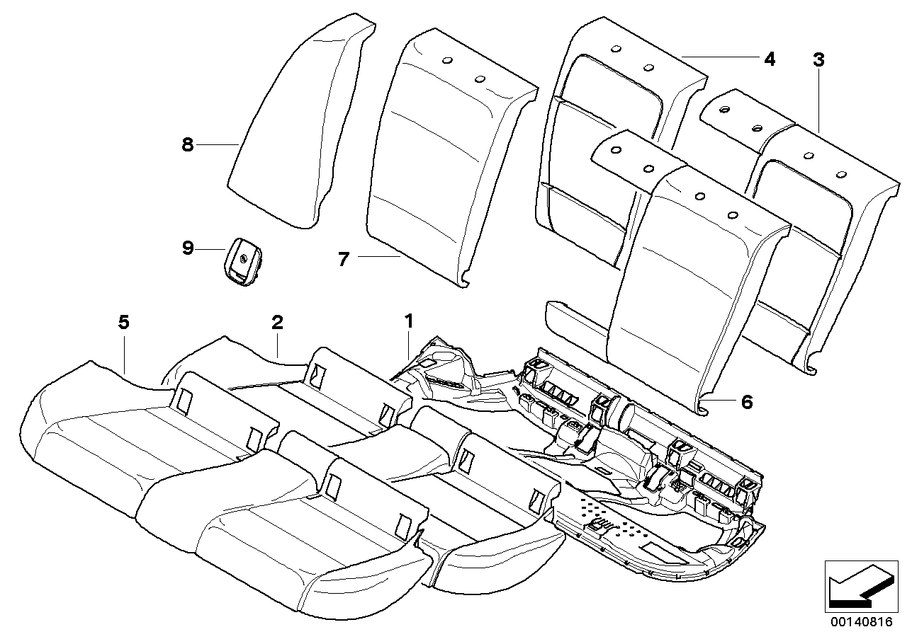 BMW 52208039353 Cover Backrest, Leather, Right