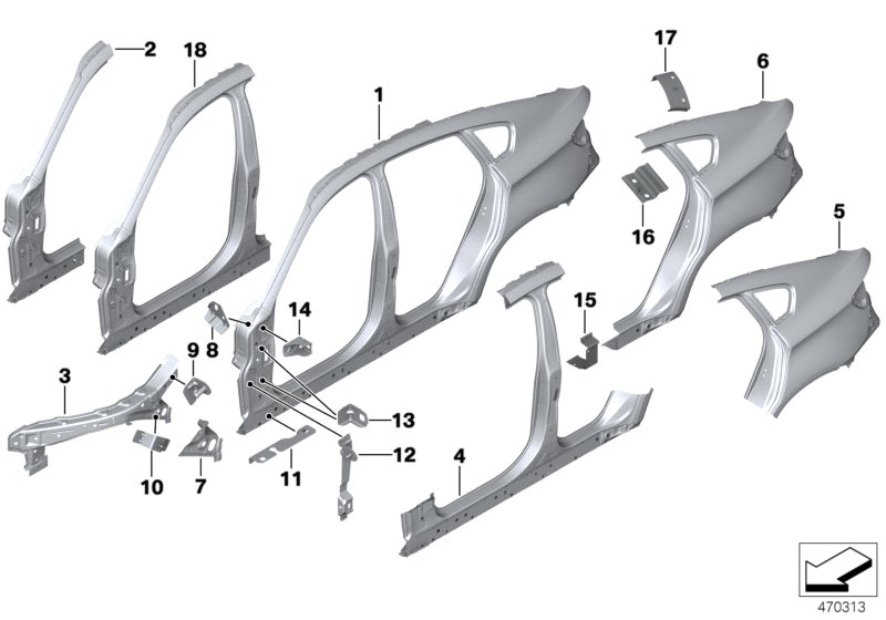 BMW 41217275589 Reinforcement Plate, C-Pillar, Left