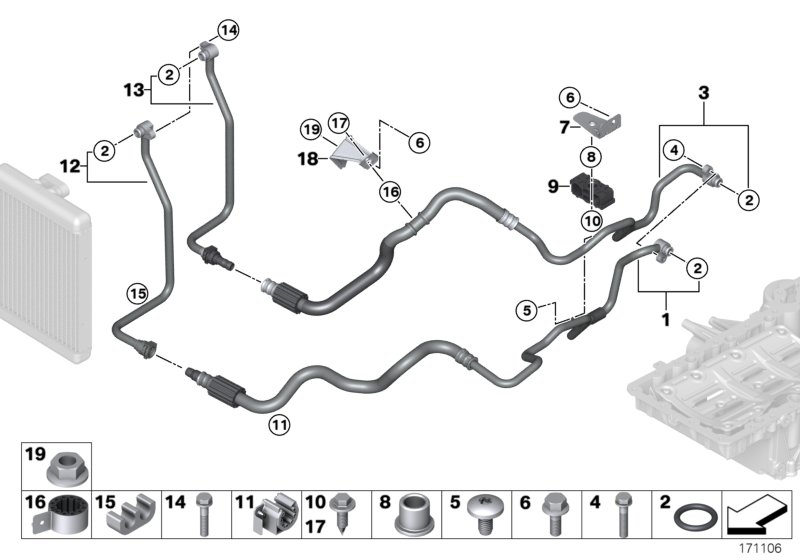 BMW 17227576396 Bracket, Oil Cooler Line