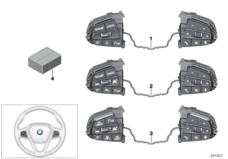 BMW 61319483002 SWITCH, MULTIFUNCT. STEERING