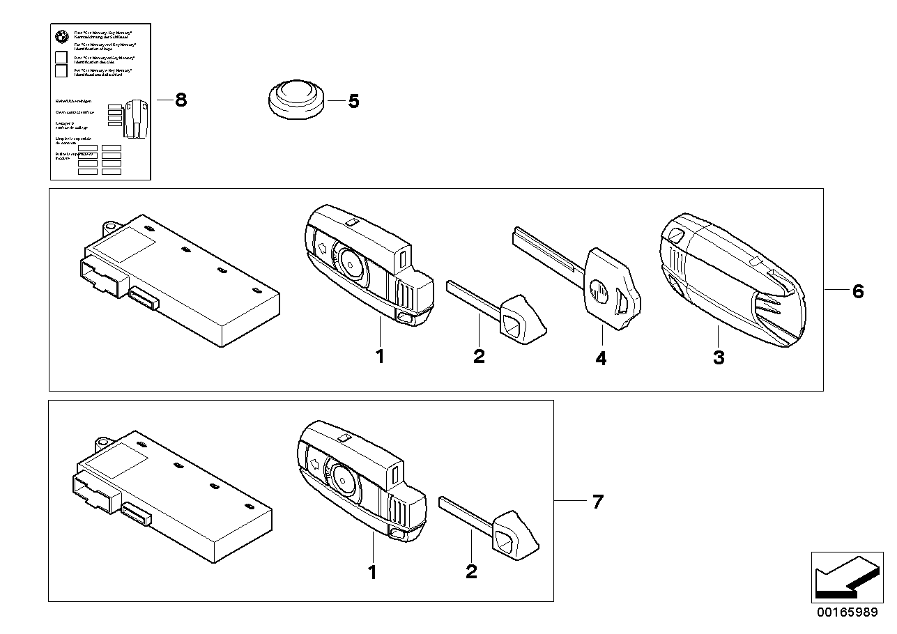 BMW 51210036788 Set Of Keys With Cas Control Unit