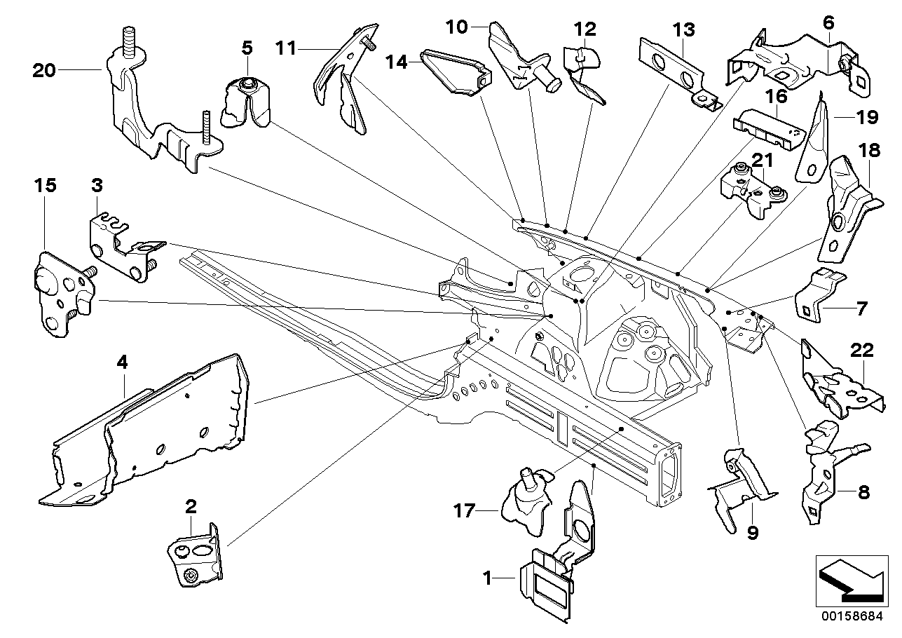 BMW 41147179565 Bracket, Diag.Strut,Supportcarrier, B.L.