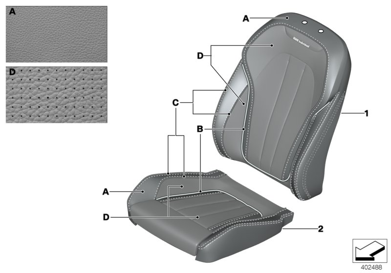 BMW 52107992003 Cover, Comfort Seat, A/C Leather