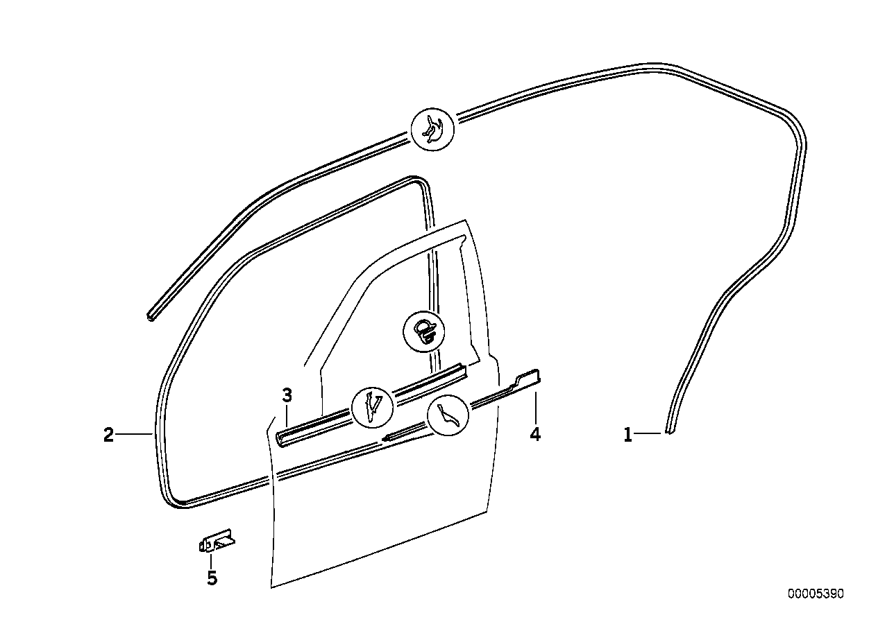 BMW 51211960647 Outer Weatherstrip, Left