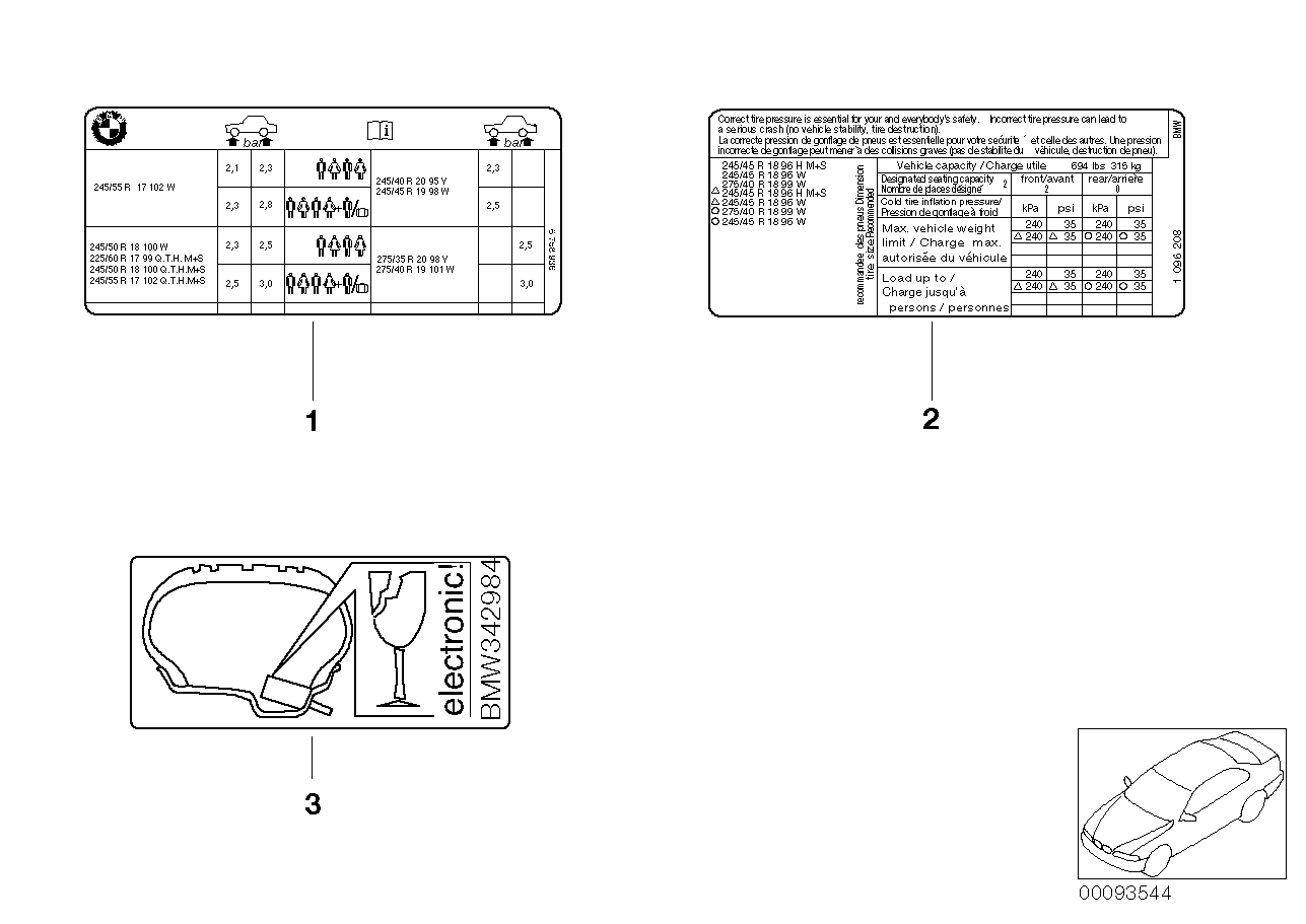 BMW 71246776307 Label "Tire Pressure"