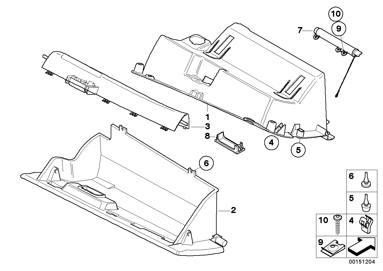 BMW 51166959825 Glove Box Damper