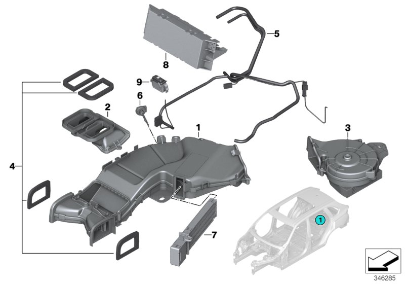 BMW 61129118838 Wiring Harness Blower 3. Row Of Seats