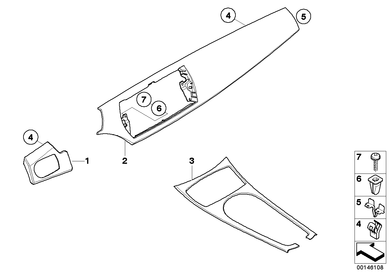 51457025638 BMW T. Pan. Instrument. Pan. Semigloss Graph. Front. Passenger.