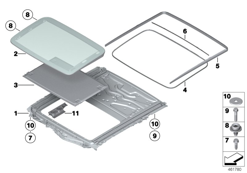 BMW 54107209214 Sliding Roof Frame