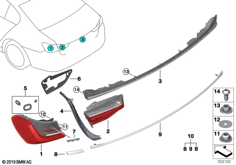 BMW 63219854648 REAR LIGHT IN THE SIDE PANEL