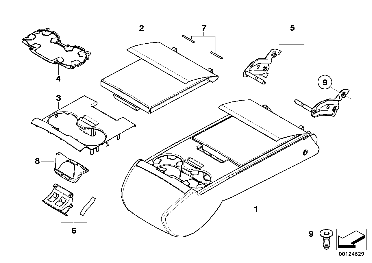 BMW 52208043890 Armrest Rear, Leather