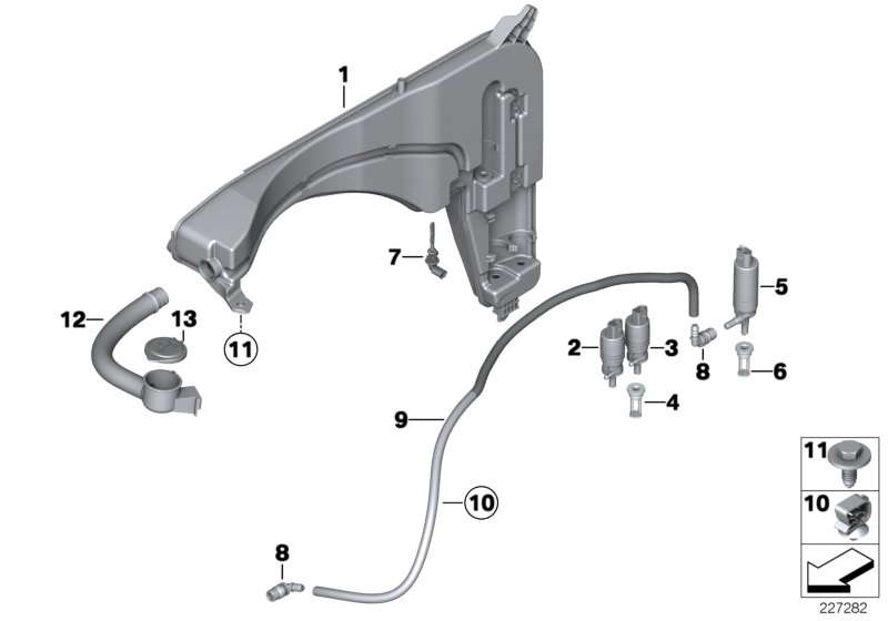 BMW 61667402825 Filler Pipe, Wash Container