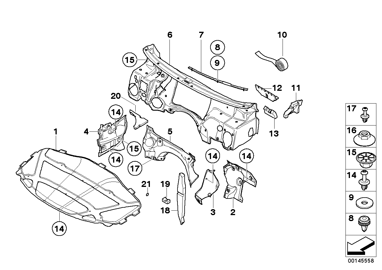 BMW 51487051390 Sound Insulating., Splash Wall, Upper Part