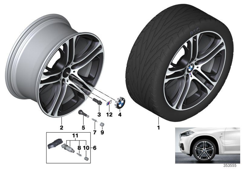 BMW 36116854565 Disc Wheel, Light Alloy, Bright-Turned