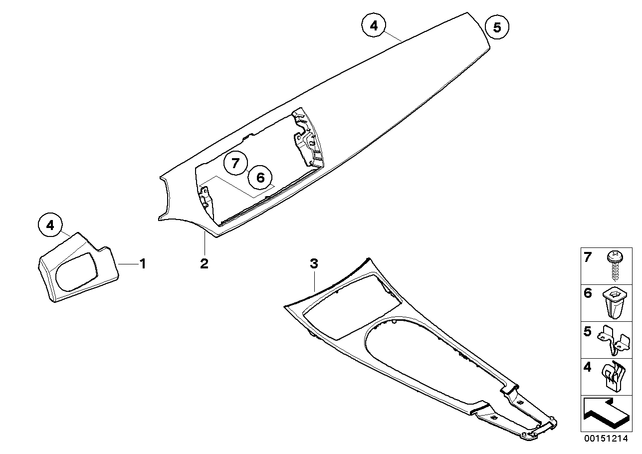 BMW 51166961773 Cover Centre Console, Aluminium