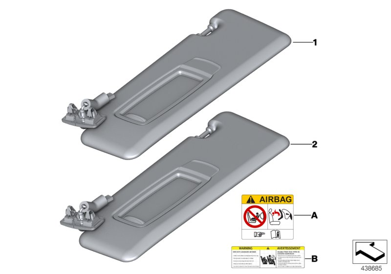 BMW 51167988486 SUN VISOR, ALCANTARA WITH LA