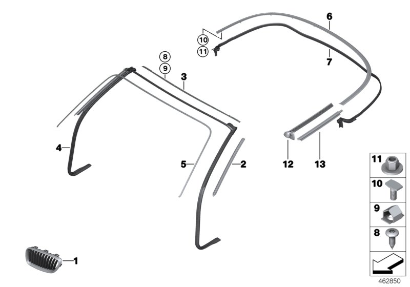 BMW 51377404198 Outer Weatherstrip, Right