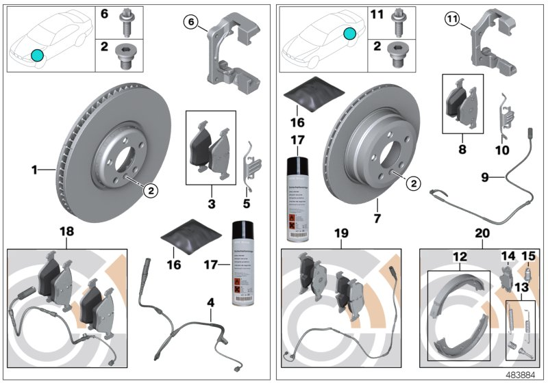 BMW 34212413049 Set, Brake Pads, With Brake-Pad Sensor