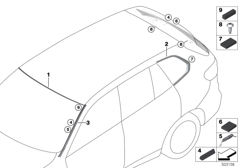 BMW 51139880519 PRIMED DRIP MOULDING, LEFT