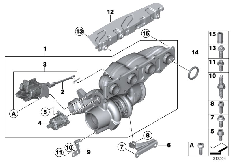 BMW 11652411444 Installation Kit, Turbocharger