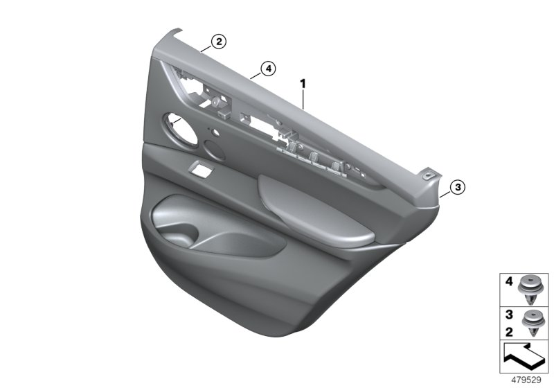 BMW 51427484668 DOOR LINING LEATHER REAR RIG