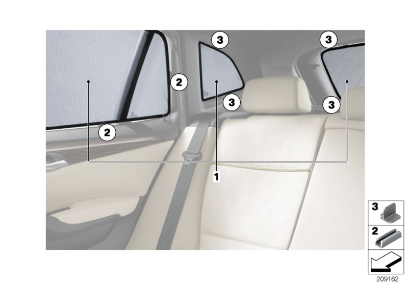 BMW 51462359672 Sun Screen, Side Window, One-Piece