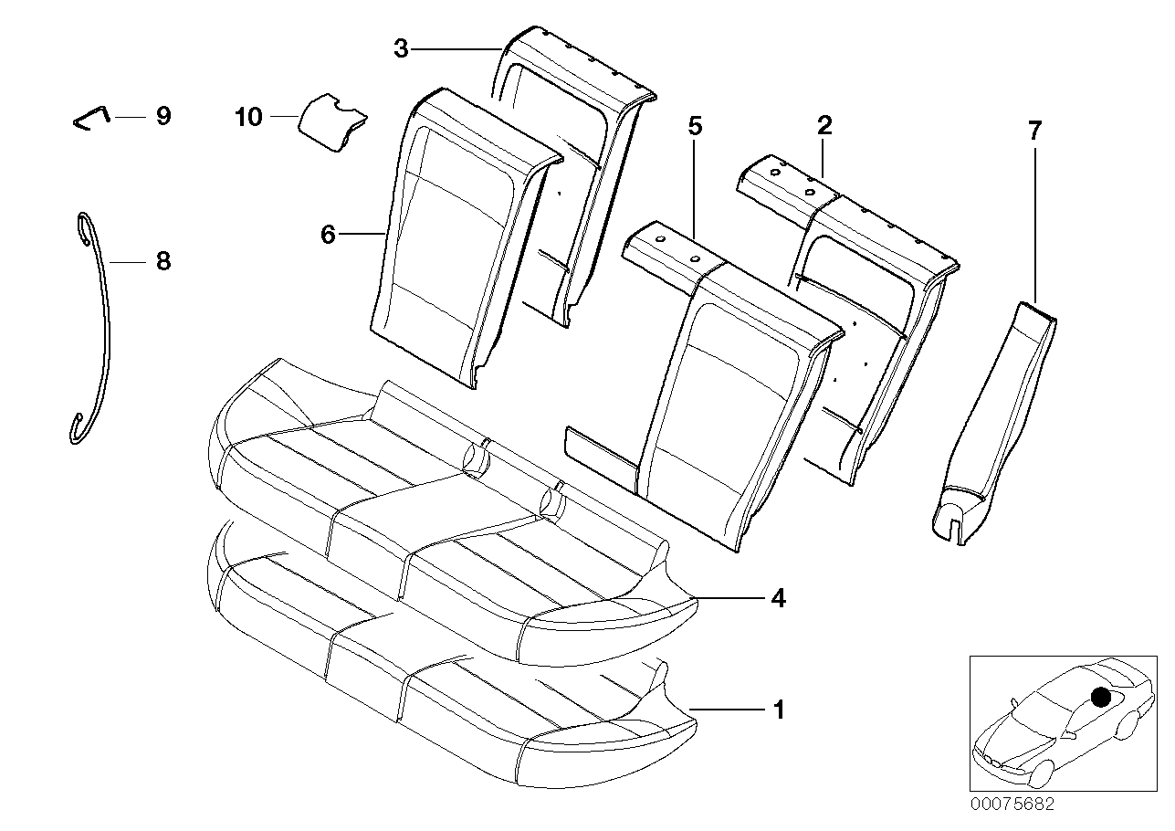 BMW 52207902270 Right Backrest Upholstery