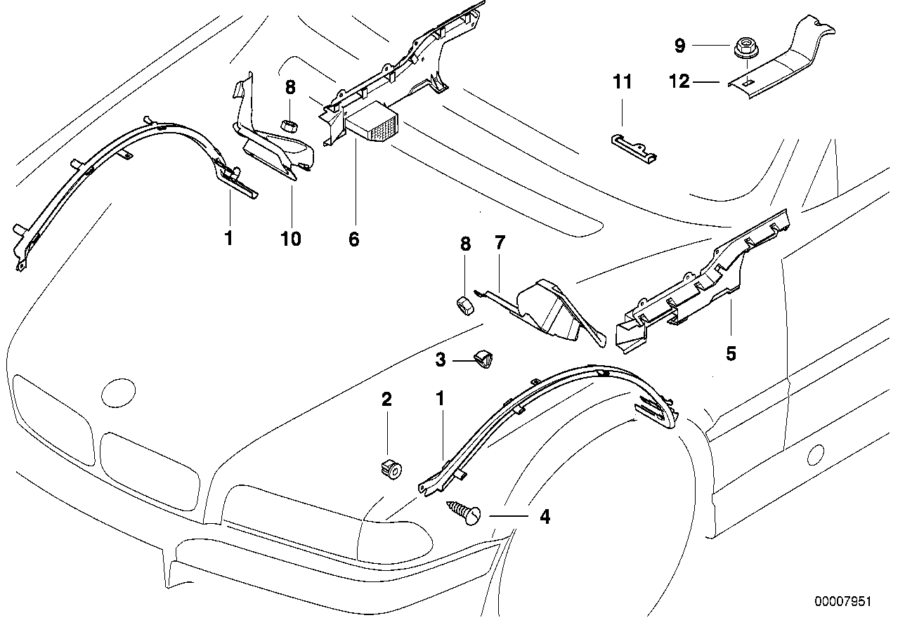 BMW 61138352808 Front Right Splash Wall Cable Covering