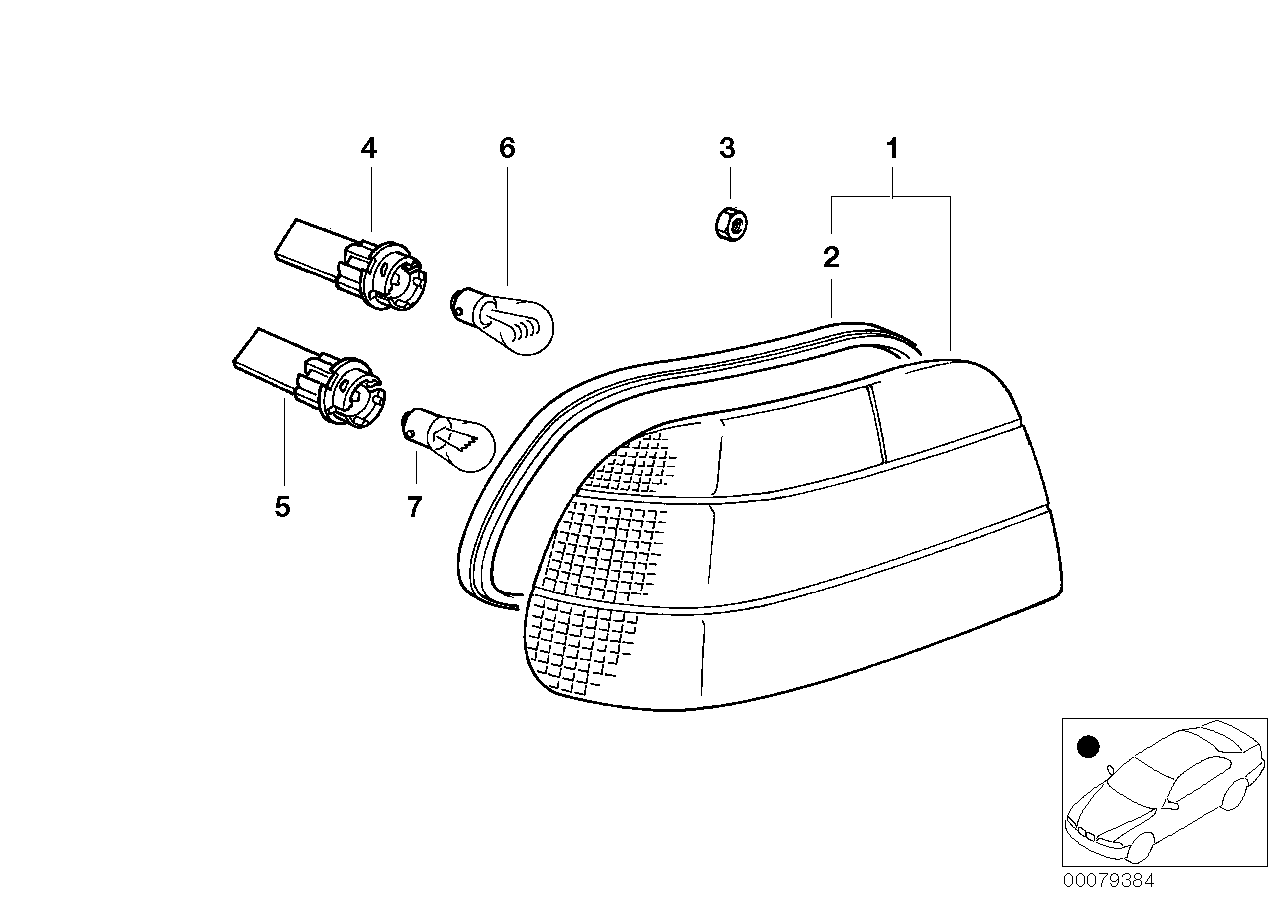 BMW 63216904838 Right Rear Light, White Turn Indicator