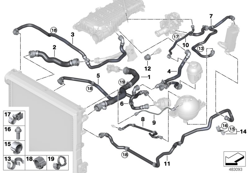 BMW 17129894744 HOSE HEAT MANAGEMENT MODULE