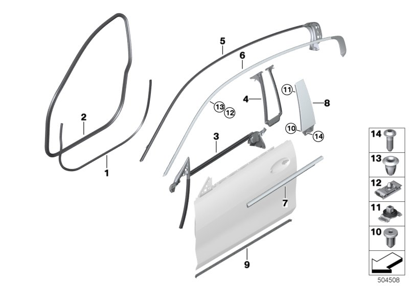 BMW 51337435429 INNER LEFT WINDOW CHANNEL CO