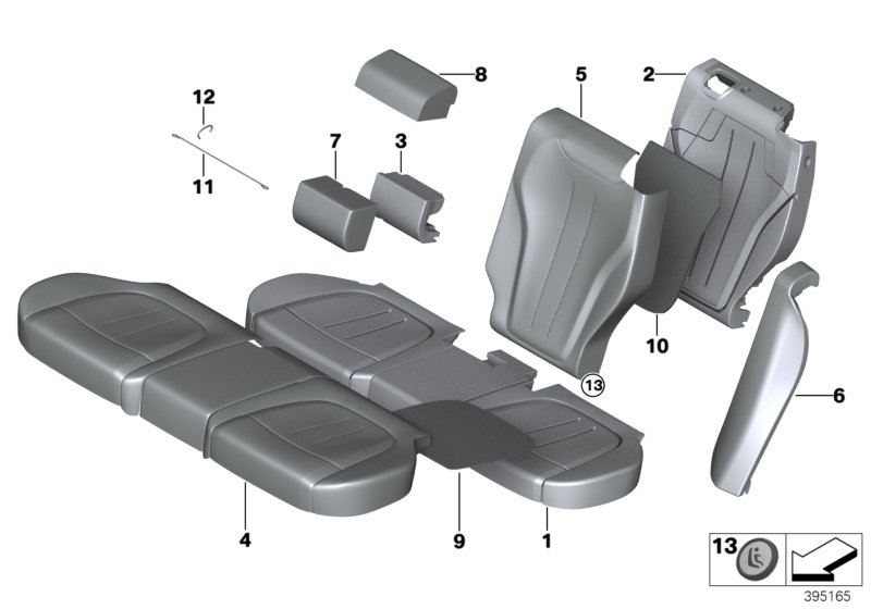 BMW 52207445121 COVER, BASIC BACKREST, LEATH