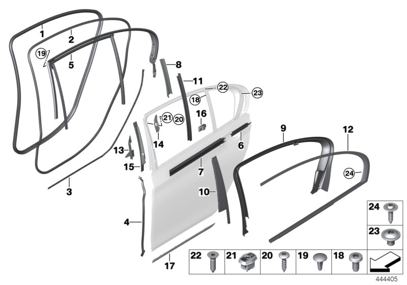 BMW 51357336036 Window Guide, Right Rear Door