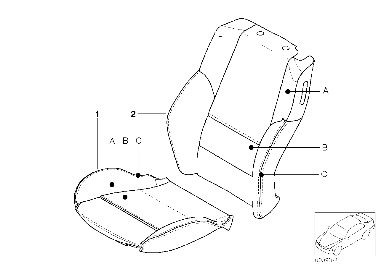 BMW 52108019755 Cover Backrest, Leather, Left