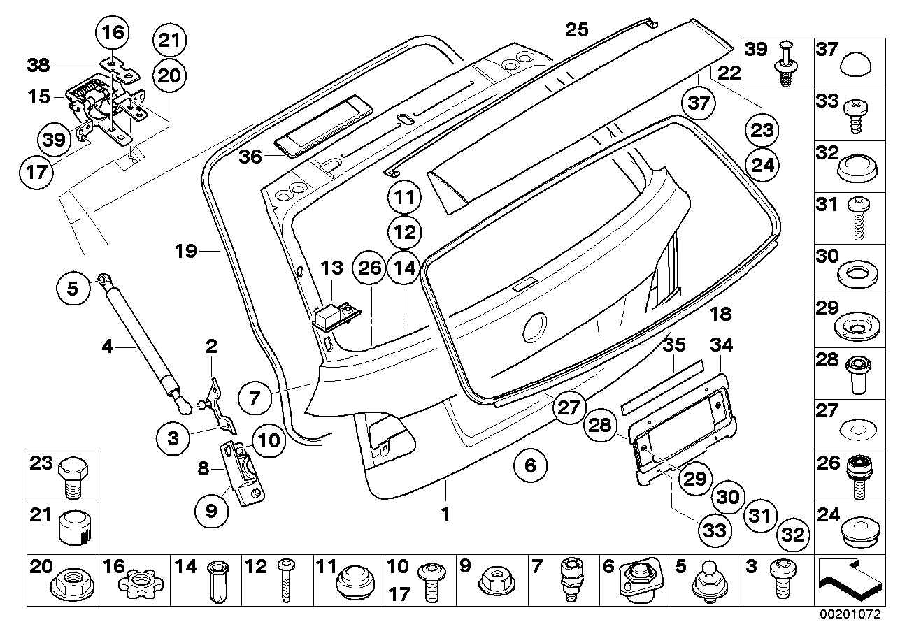 BMW 41627175299 Left Trunk Lid Hinge