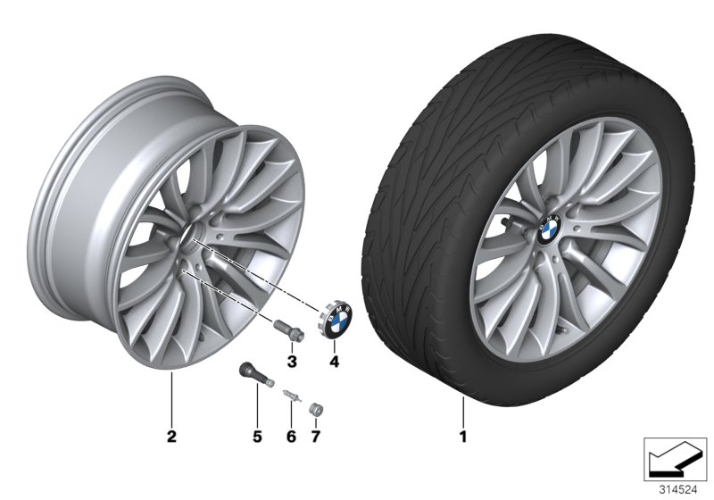 BMW 36116883414 Light Alloy Disc Wheel Reflexsilber