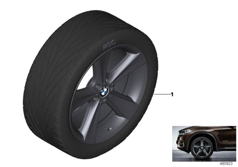 BMW 36112349586 Rdci Wheel/Tyre Set Summer Liquid Black