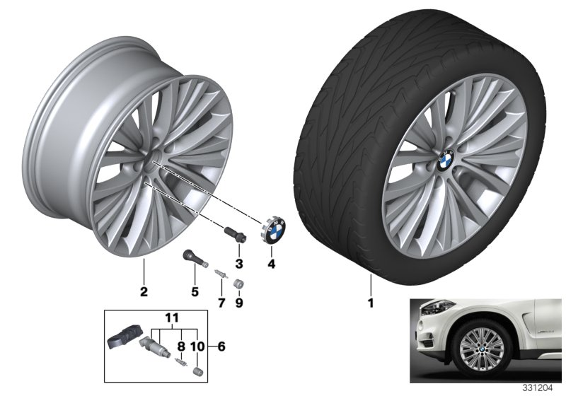 BMW 36116883124 Light Alloy Disc Wheel Reflexsilber