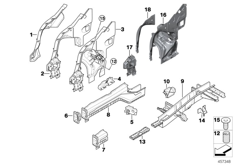 BMW 41117442775 Supporting Strut,Whl House, Interior Left