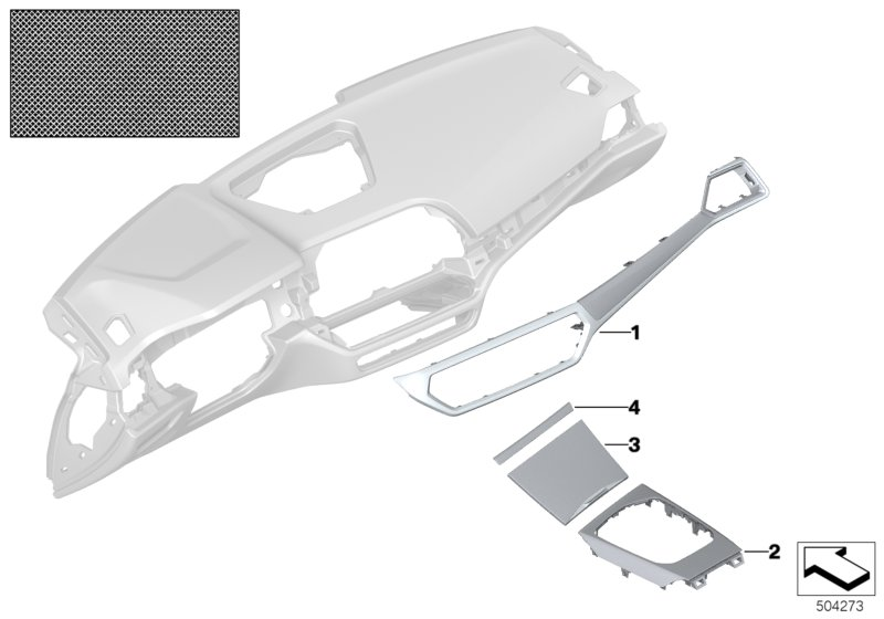 BMW 51167993101 CENTER CONSOLE TRIM, ALUMINU