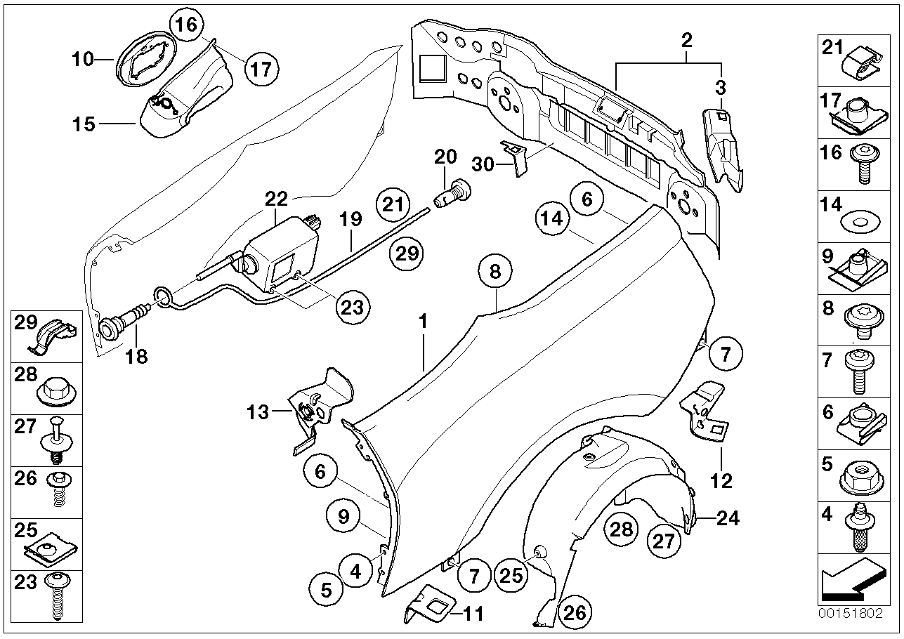 BMW 41003427182 Reinforcement, Tail Trim, Right