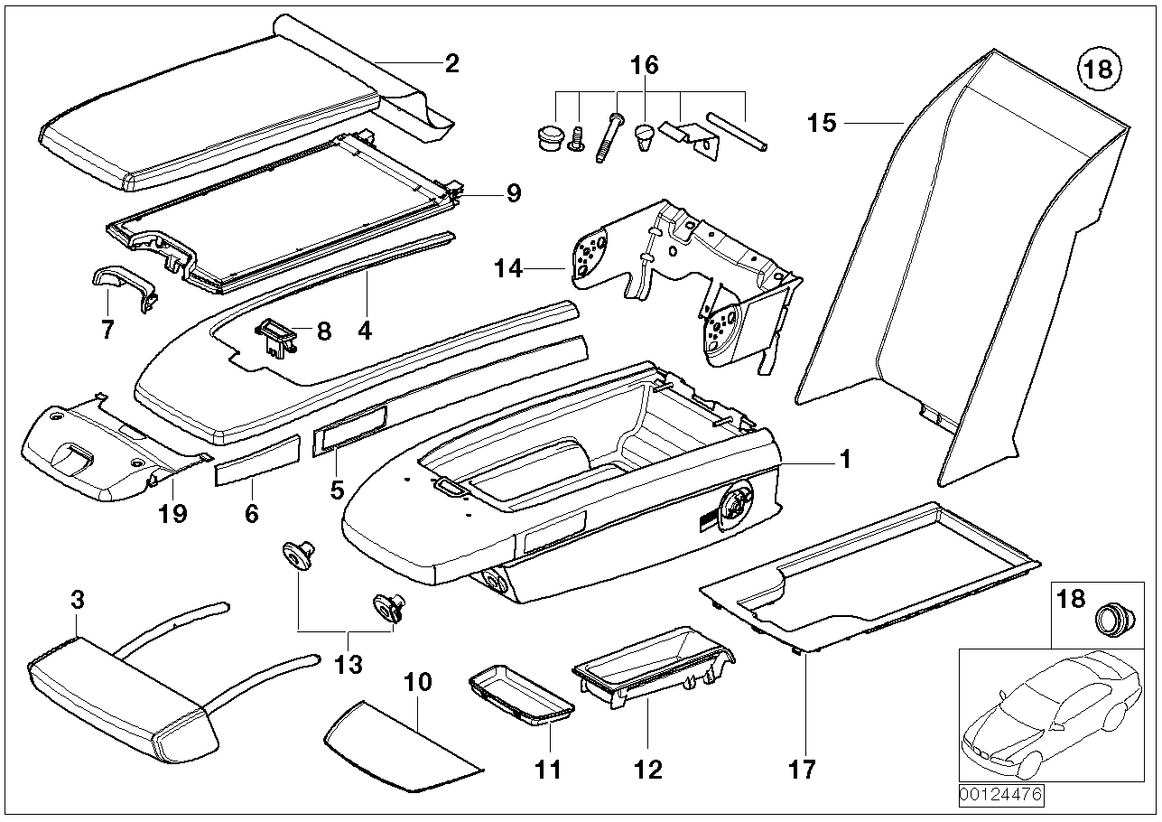 BMW 52207068324 Armrest Upper Leather