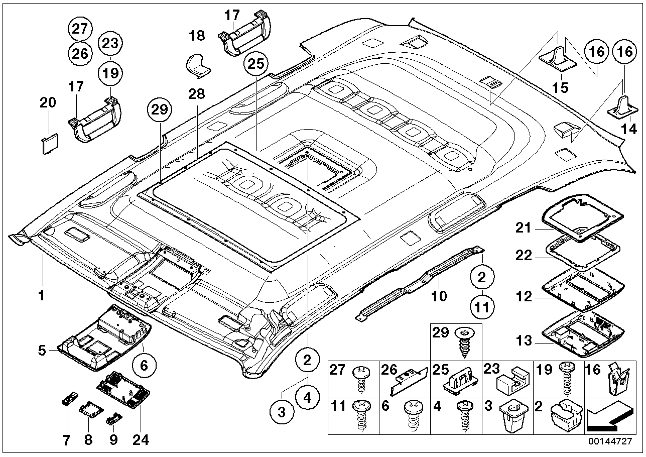 BMW 51447001384 Cover, Console, Head Lining, Rear