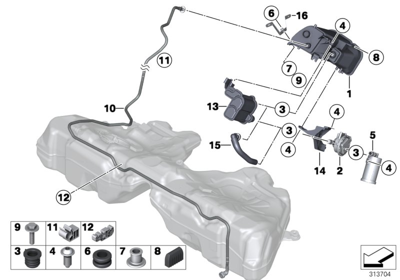 BMW 16137333301 Pressure Switch, Leak Diagnosis Module