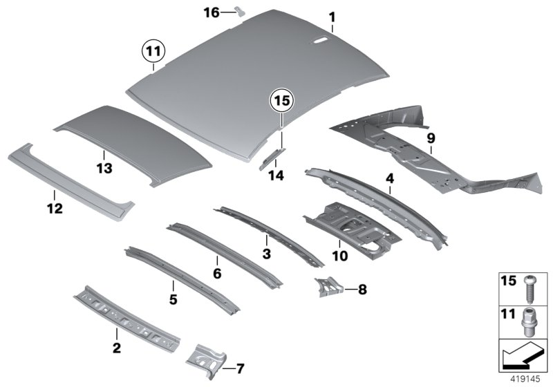 BMW 41237204409 Rear Roof Bow